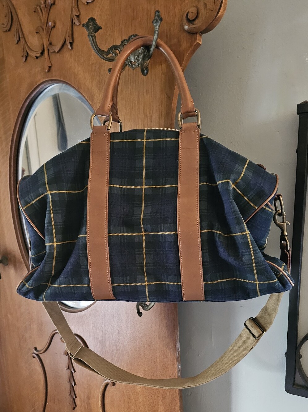 Vintage Polo Golf Ralph Lauren Black Watch Plaid Weekender Duffel Bag